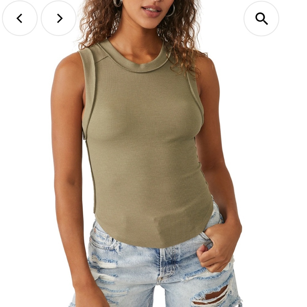 Free People| We The Free Olive Ribbed Crewneck Tank Top XS